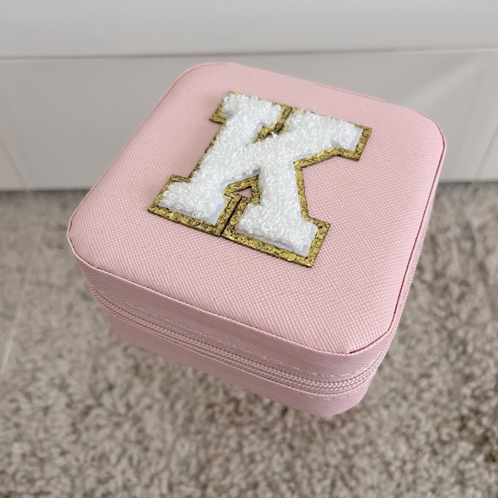 Letter K travel jewelry case